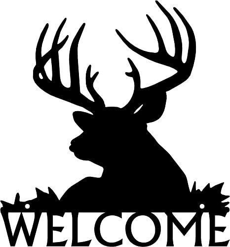 Deer Stencil, Porch Front Door, Metal Welcome Sign, Head Silhouette, Deer Buck, Buck Deer, Art Silhouette, Country Homes, Welcome Signs