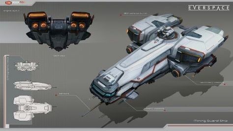 Everspace Minning Gunship Everspace 2 Ships, Everspace 2, Space Aircraft, Futuristic Space, Space Ships Concept, Space Fighter, Space Engineers, Space Ship Concept Art, Sci Fi Spaceships