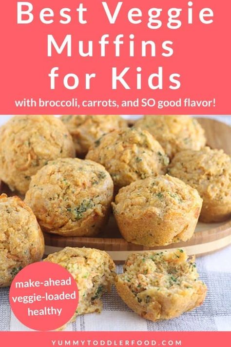 Serve up veggies in a kid-friendly form with these so good Veggie Muffins. They have broccoli, carrots, protein, and picky eater approved flavor! #veggiemuffins #healthymuffins #muffinsforkids Healthy Corn Muffins, Kids Friendly Meals, Butternut Squash Muffins, Chocolate Protein Muffins, Broccoli And Carrots, Baby Muffins, Veggie Muffins, Child Nutrition, Hard Cooked Eggs