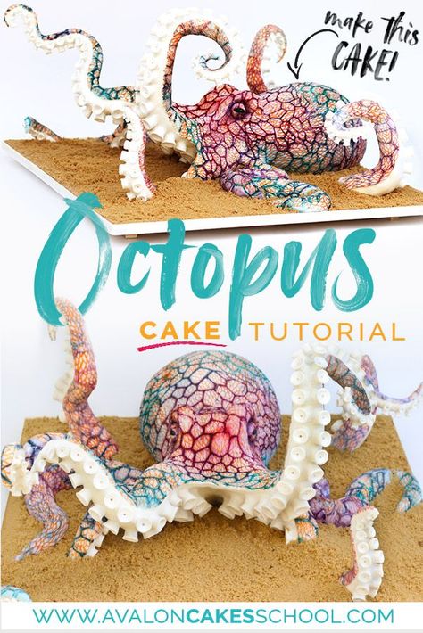 Buttercream Flowers Cupcakes, Octopus Cake, Shoes Tutorial, Cake Video, School Cake, Sea Cakes, Sculpted Cakes, Cookie Tutorials, Diy Cake Decorating