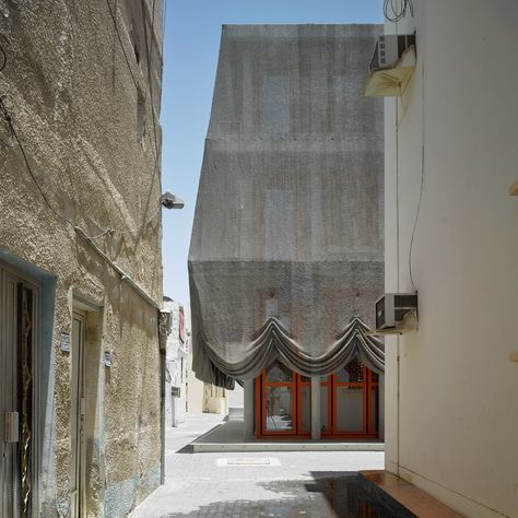 Concrete Column, Wooden Shutters, Traditional Music, Glass Facades, Music Centers, Cultural Center, Facade Architecture, Steel Mesh, Metal Buildings