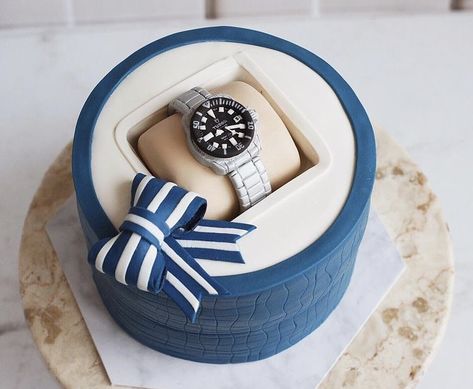 Cake Designs For Men, Clock Cake, Watch Cake, Button Cake, Cake Design For Men, Premium Cake, Cake For Men, Gift Box Cakes, Cake Celebration