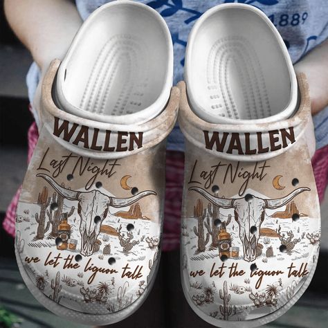 Soft And Breathable Morgan Wallen Beige Clogs For Kids & Adluts Morgan Wallen Music, Printed Crocs, Best Country Singers, Shoes Unique, Crocs Crocband, Crocs Clogs, Fan Style, Clog Slippers, Morgan Wallen