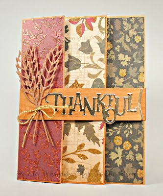 Wheat Stalk, Fall Cards Handmade, Thanksgiving Cards Handmade, Fall Greeting Cards, Fancy Fold Card Tutorials, Tri Fold Cards, Frantic Stamper, Card Folds, Making Greeting Cards