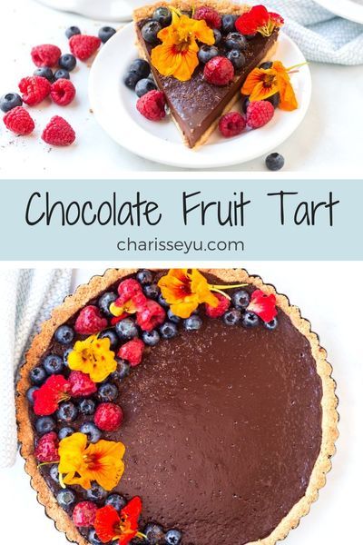 Make this tasty chocolate fruit tart dessert that's perfect for entertaining, Valentine's Day, or as a treat for the family! It's gluten free and low in sugar - try it! #dessert #glutenfree #chocolaterecipes Gluten Free Dessert, Fruit Tart Recipe, Easy Autumn Recipes, Tart Dessert, Chocolate Fruit, Perfect Pies, Gluten Free Recipes Easy, Fruit Tart, Chocolate Tart