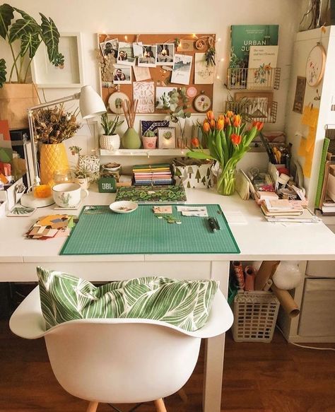 Bohemian Interiors, Art Studio Room, Desk Inspo, Study Room Decor, Studio Room, Aesthetic Rooms, Desk Ideas, Household Furniture, Boho Interior