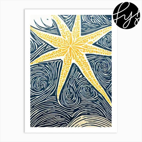 Fine art print using water-based inks on sustainably sourced cotton mix archival paper. • Available in multiple sizes • Trimmed with a 2cm / 1" border for framing • Available framed in white, black, and oak wooden frames. Tags: PJ-4822-1978 Sea Life Art, Linocut Art, Sealife, Linocut, Water Based Ink, Sea Life, Starfish, Fine Art Print, Printing Process