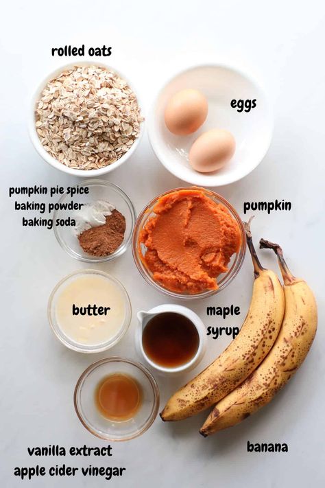 Quick Healthy Banana Bread, Healthy Pumpkin And Banana Recipes, Healthy Recipes With Mashed Bananas, Healthy Pumpkin Banana Oat Muffins, Pumpkin Muffin Healthy, Pumpkin Muffins With Bananas, Banana Bread With Pumpkin Puree, Pumpkin Banana Baked Oats, Banana Pumpkin Recipes Healthy