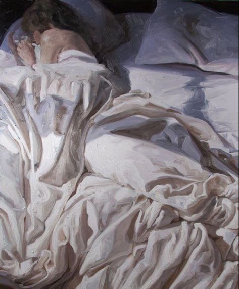 Laying On A Bed Reference, Sleepy Painting, Women Laying Down Pose Drawing, Sleep Painting, Sleepy Art, Hozier Songs, Bed Painting, Stunning Paintings, Sleep Art