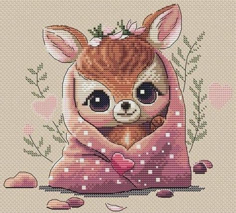 Cross Stitch For Kids, Animal Cross Stitch Patterns, Cat Cross Stitch, Cross Stitch Baby, Cross Stitch Animals, Baby Ornaments, Counted Cross Stitch Kits, Baby Art, Cross Stitch Art