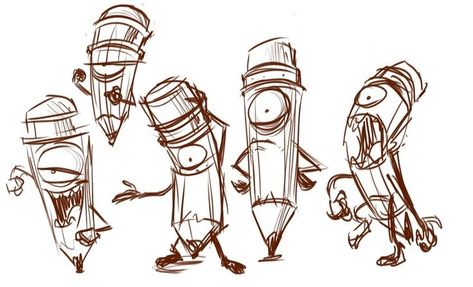 Pencil Character Sketch, Expressive Character Design, Character Design From Objects, Character Design Objects, Objects As Characters, Objects Character Design, Object Character Design, Pencil Character Design, Poses Character Design