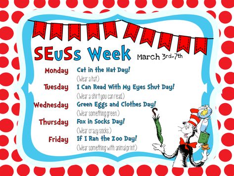 Dr Seuss Preschool Activities, Happy Birthday Dr Seuss, Dr Seuss Preschool, Happy Birthday Dr, Dr Seuss Classroom, School Spirit Week, Planning School, Dr Seuss Activities, Dr Seuss Crafts