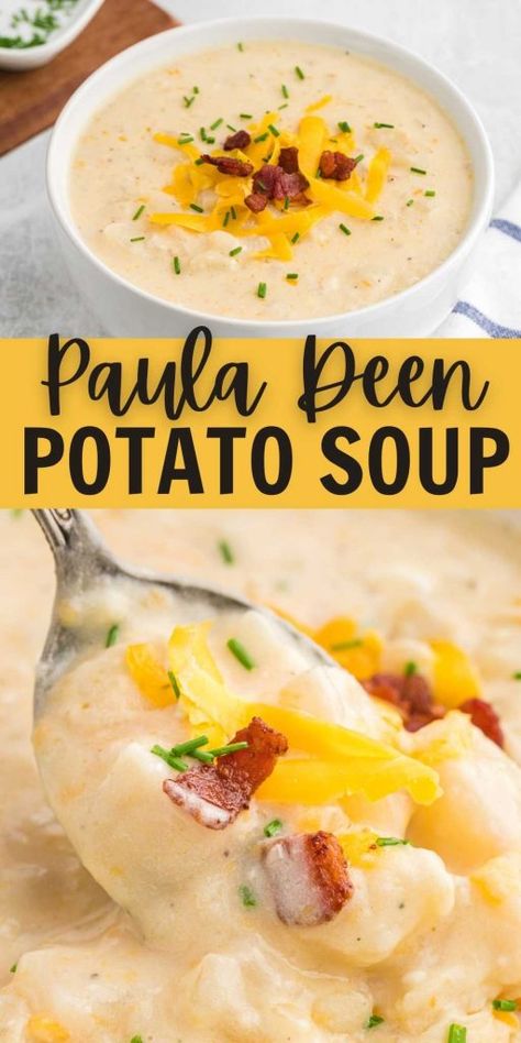 Paula Dean Potato Soup, Paula Deen Potato Soup, Potato Soup Slow Cooker, Potato Soup Crock Pot Easy, Soup Slow Cooker, Homemade Potato Soup, Best Potato Soup, Cheesy Potato Soup, Potato Soup Easy