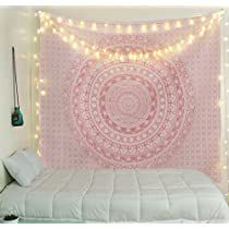 Mandala Tapestry Bohemian, Wall Tapestry Decor, Wall Tapestry Bedroom, Bedroom Ideas Bohemian, Bedroom Bohemian, Gold Tapestry, Bohemian Bedspread, Mandala Wall Hanging, Hippie Tapestry