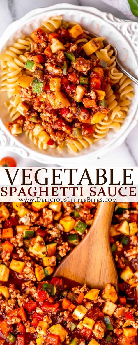 This vegetable spaghetti sauce is a savory and delicious way to eat your veggies. It's an aromatic pasta sauce that you can make with various vegetables and ground meat.  | #spaghetti #vegetablespaghettisauce #spaghettisauce #pasta #maindish Vegetable Spaghetti Sauce, Spaghetti Sauce With Meat, Healthy Spaghetti Sauce, Veggie Spaghetti Sauce, Meat Spaghetti, Soup Joumou, Pasta Food Recipes, Three Cup Chicken, Veggie Spaghetti