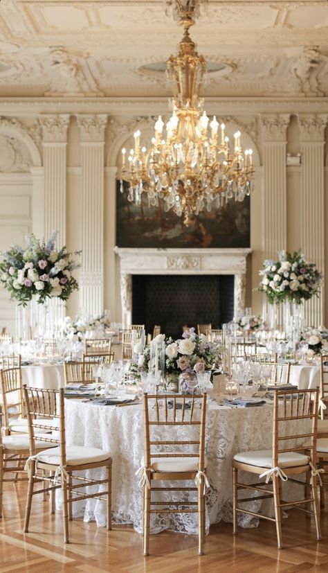 Classic Wedding Ideas Romantic, Classic Summer Wedding Colors, Wedding Venue Manor House, Old Money Reception, 20 People Wedding, Ballroom Reception Decor, Estate Wedding Decor, Champagne And Greenery Wedding, Wedding Venue Elegant