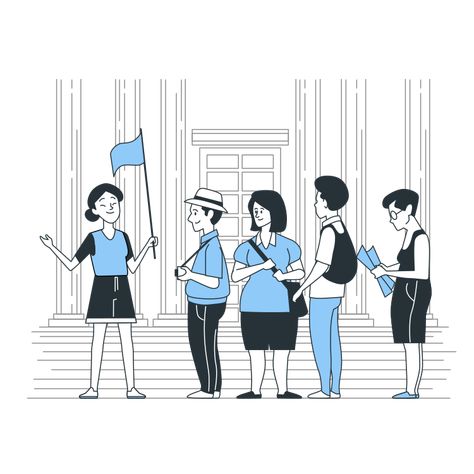 Illustration Job, Museum Guide, Png Illustration, Flat Design Illustration, Tourist Guide, Small Hand Tattoos, City Illustration, Guided Drawing, Illustration Character Design