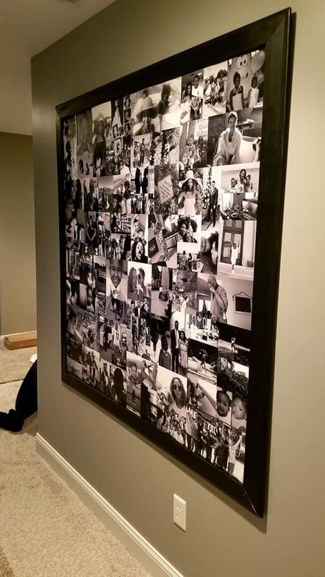 Picture Frame Wall Design, Picture Wall Living Room Modern, Organize Pictures On Wall, Picture Wall Of Friends, Picture Mural Photo Walls, Ideas For Family Pictures On Wall, Big Picture Frame Ideas Living Room, Picture Frame On The Wall Ideas, Displaying Photos In Living Room