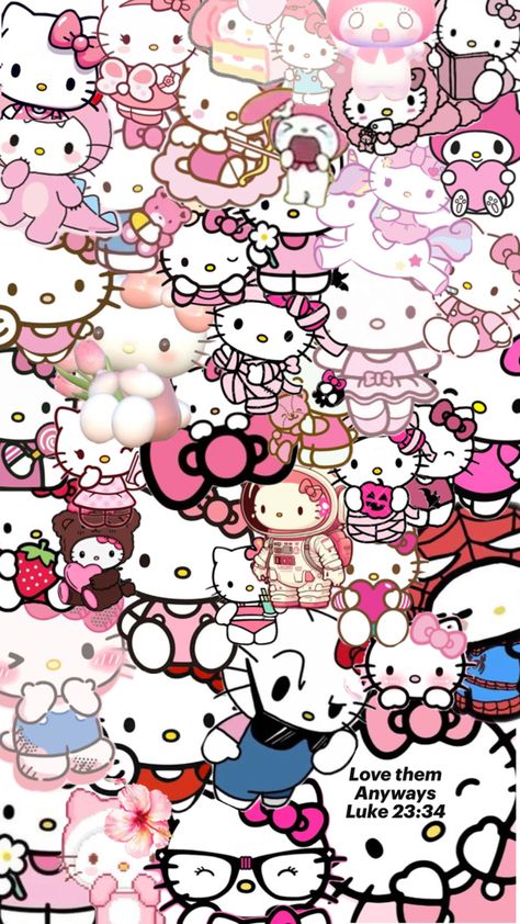 Hello kitty pink Jesus bible quote bows Sanrio my melody Luke 23:34 Hello Kitty Wallpaper Samsung, Hello Kitty Wall Paper, Hellokittycore Wallpaper, Hello Kitty Wallpaper Aesthetic, Cute Hello Kitty Wallpaper, Hello Kitty Collage, Sanrio Wallpapers, Pink Wallpaper Hello Kitty, Hello Kitty Wallpaper Hd