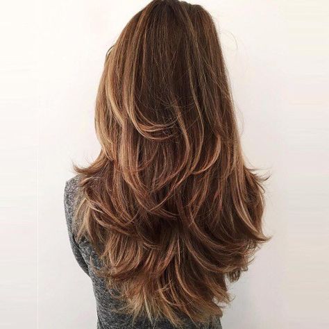 Long Layered V Cut for Thick Hair Layered Thick Hair, Hair Layers, Haircuts For Long Hair With Layers, Layered Haircuts With Bangs, Haircuts Ideas, Vlasové Trendy, Hairstyles For Layered Hair, Long Layered Haircuts, Haircuts For Long Hair