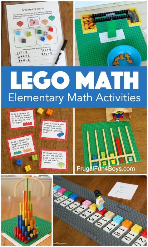 Lego Math First Grade, Homeschool Lego Activities, Maths With Lego, Learning With Legos, Math With Legos, Art In Math Elementary, Math Makerspace Activities, Lego Reading Activities, Math Activities School Age