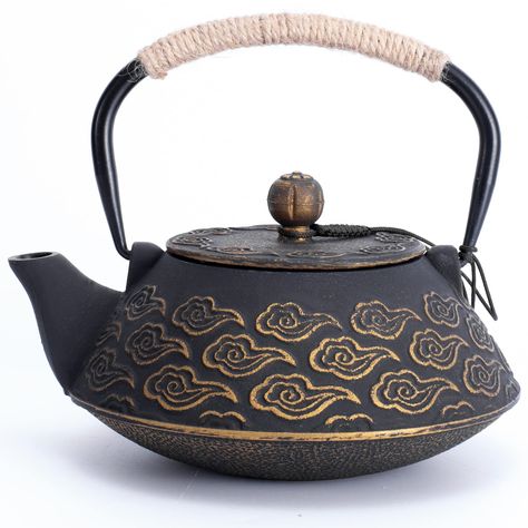 PRICES MAY VARY. Classic design: The unique teapot is made of premium iron ore by hand-made craftsmanship. The Auspicious clouds design symbolizes auspicious luck and expresses auspicious, festive, and happy wishes for life. The specific premium Australia iron makes teapot absorb heat better, water heats up quickly, soften water and make water sweeter. Care about your safety: The handle with anti-heat rope allows you to lift the teapot directly with less risk of burns. The stainless steel infuse Tea Kettle Stovetop, Japanese Tea Pot, Cast Iron Kettle, Cast Iron Teapot, Iron Teapot, Gas Stove Top, Teapots Unique, Cast Iron Tea Pot, Japanese Teapot