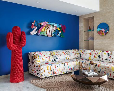 Home Tour: A Colourful House Inspired By Pop Art And The Memphis Design Movement House Wall Design, Memphis Design, Sideboard Designs, Three Brothers, Design Movements, Vogue Australia, Pierre Frey, House Tour, Blue Walls