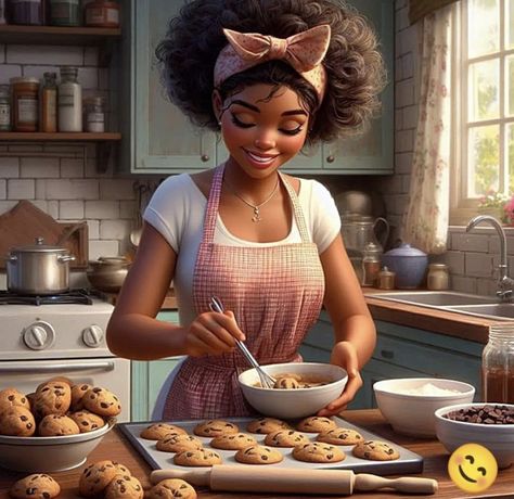 Black Girls Baking Aesthetic, Woman Cooking Aesthetic, Character Design Teen, Woman Cooking, Baking Aesthetic, Cooking Aesthetic, Aesthetic Illustration, Virtuous Woman, Black Cartoon Characters