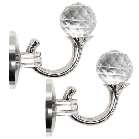 Arrives by Mon, Dec 11 Buy Wobythan Crystal Curtain Tie Backs, 2PCS Wall Mounted Tassel Holder Curtain Tieback Hook Multi Use Wall Hook Coat Hanger Holder (Silver) at Walmart.com Drapery Wall, Affordable Curtains, Drapery Tiebacks, Curtain Tie Back Hooks, Crystal Curtains, Magnetic Curtain, Curtain Holdbacks, Curtain Holder, Hanger Holder