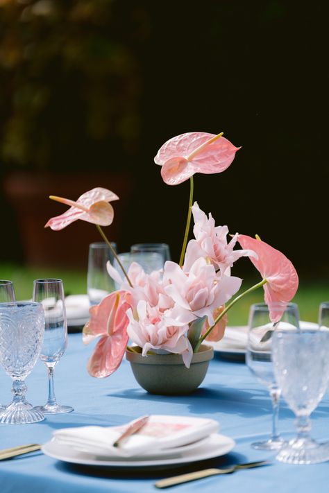 Tropical Pink Floral Arrangements, Anthurium Arrangement, Pink Anthurium, Hope Davis, Tropical Wedding Centerpieces, Small Wedding Bouquets, Tropical Wedding Flowers, Rustic Wedding Bouquet, Sage Wedding