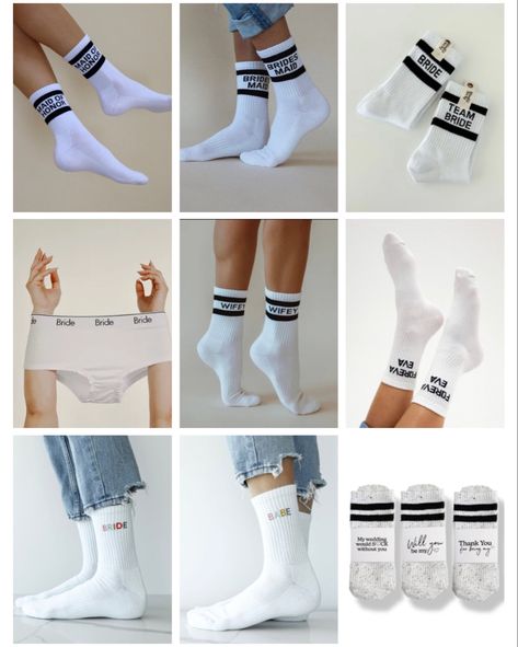 Wifey, bride, bridesmaids, maid of honor, babe + groom crew socks for wedding + honeymoon Shop this pin + ffollow @thestyledstories on the LTK app #liketkit #LTKstyletip #LTKwedding #ltkfindsunder50 #partyfavorideas #bachelorettepartyideas #bachelorettepartyfavors #wedding #honeymoon #tubesocks https://liketk.it/4l7t8 Wedding Socks, Wedding Honeymoon, Bachelorette Party Favors, Team Bride, Tube Socks, Bridal Gifts, Bride Gifts, Maid Of Honor, Crew Socks