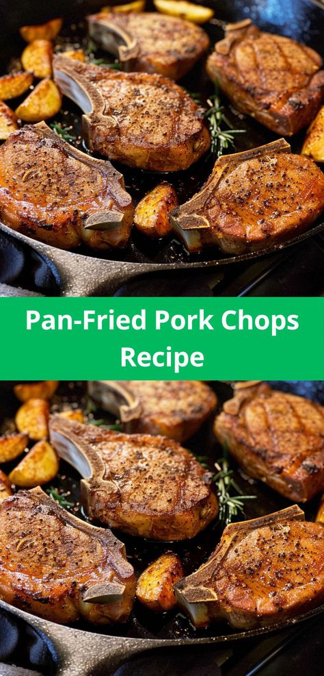 Easy pan-fried pork chops recipe. Juicy, tender, and perfectly seasoned for a quick dinner. How To Make Fried Pork Chops Tender, Pan Cooked Pork Chops, Best Fried Pork Chops, Quick Pork Chops, Baked Lemon Garlic Chicken, Fried Pork Chop Recipes, Healthy Pork Chop Recipes, Pan Pork Chops, Pan Fried Pork Chops