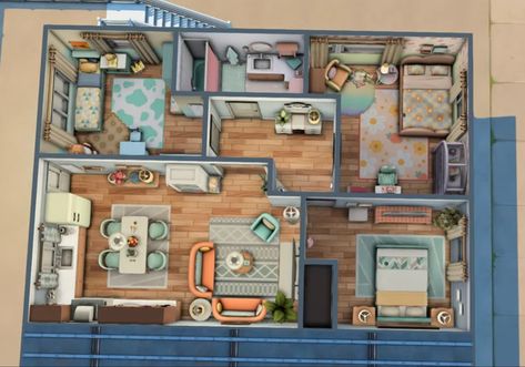 Sims4 House Layout 2 Story, 2b Jasmine Suites Sims 4 Layout, Sims 4 Floorplan Family House, 2b Jasmine Suites Sims 4, Sims 4 Appartement Plan, Sims 4 Apartment Layout, The Sims 4 Apartment, Sims Apartment, Sims 4 Apartment