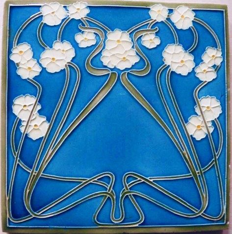 Fiori Art Deco, Art Nouveau Tile, Craftsman Tile, Motifs Art Nouveau, Art Nouveau Interior, Art Deco Tiles, Art Nouveau Illustration, Art Nouveau Pattern, Art Nouveau Tiles