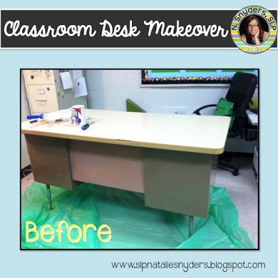 Classroom Desk Makeover Teacher Desk Decorations, Slp Classroom, Desk Makeover Diy, Desk Cover, Classroom Desk, Classroom Tables, Classroom Makeover, School Slp, Teachers Aide