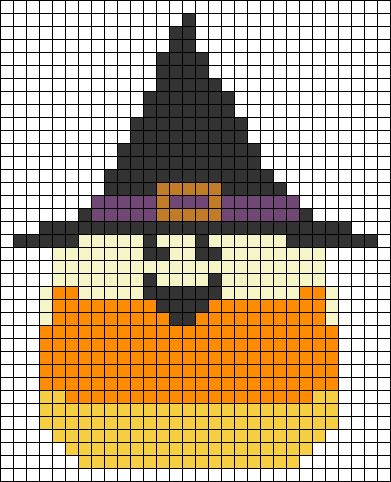 Alpha pattern #107439 | BraceletBook Perler Halloween, Pumpkin With Witch Hat, Candy Corn Witch, Crochet Diagrams, Beanie Knitting Patterns Free, Autumn Cross Stitch Patterns, Witch Hat Halloween, Graph Paper Drawings, Smile Cute