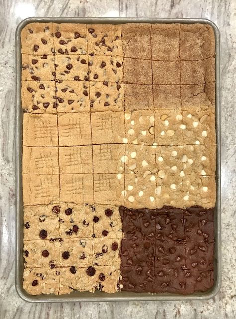 6-in-1 Sheet Pan Cookie Bars Sheet Pan Scones, Sheet Pan Cookies For A Crowd, Sheet Pan Cookie Bars, Sheet Pan Cookies, The Baker Mama, Baker Mama, Simple Cookie Dough Recipe, Crowd Food, Pan Desserts