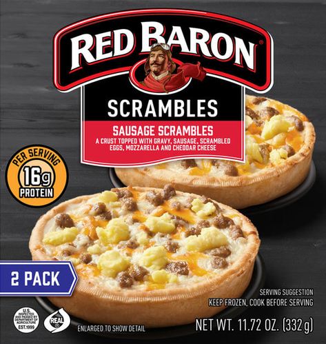 Red Baron Breakfast Pizza, Red Barron, Red Baron Pizza, Breakfast Scramble, Best Freeze Dried Food, Breakfast Pizza Recipe, Pizza Branding, Frozen Breakfast, Red Baron