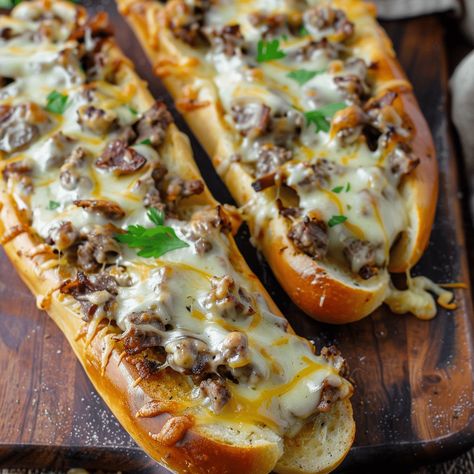 Philly Cheesesteak Cheesy Bread If you love the bold, savory flavors of a classic Philly cheesesteak, then this Philly Cheese Steak Cheesy Bread is about to become your new addiction! Cream Cheese Spaghetti, Baked Cream Cheese Spaghetti, Steak Sandwich Recipes, Philly Cheese Steak Recipe, Philly Steak, Cheesesteak Recipe, Hot Cheese, Cheese Steak Sandwich, Spaghetti Casserole