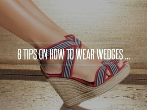 How to Wear Wedges ... How To Style Wedge Sandals, Dress Wedges Outfit, Wedge Sandals 2023, Dresses With Wedges Outfit, Jeans And Wedges Outfit Summer, How To Wear Espadrilles Wedges Outfit, Pink Wedges Outfit, Outfits To Wear With Wedges, Wedge Sandals Outfit Jeans