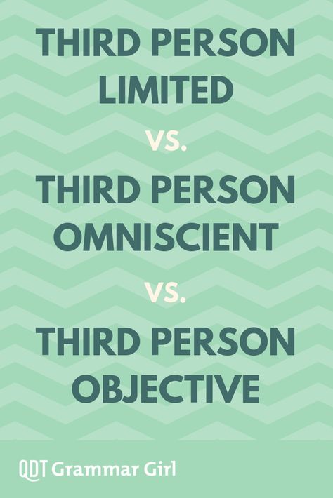 There are three main types of third person point of view in literature: third person limited, third person omniscient, and third person objective. Each has advantages and disadvantages. Here's the run-down and some examples.  #GrammarGirl #fiction #creative #writing #nanowrimo #teaching #learning #english #tips #POV #characters 3rd Person Omniscient Point Of View, Third Person Limited And Omniscient, Third Person Omniscient Point Of View, Third Person Writing Tips, How To Write In Third Person, 3rd Person Writing Tips, How To Write In 3rd Person, Writing In Third Person, Writing In 3rd Person