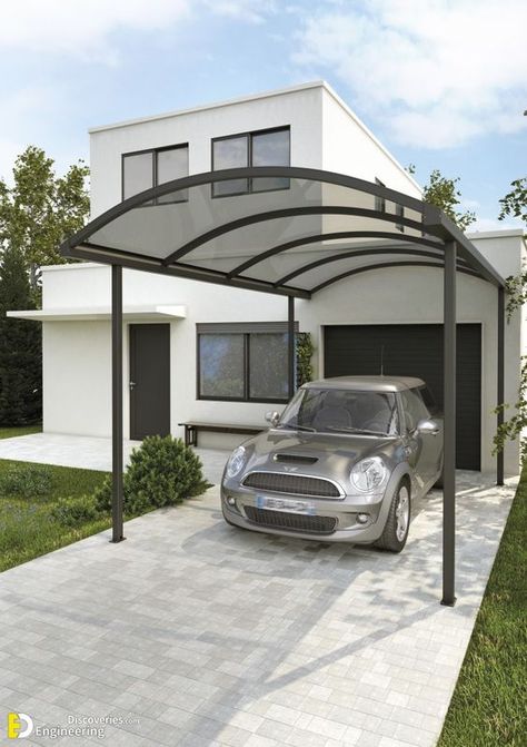 Carport Aluminium, Car Porch Design, Building A Carport, Modern Carport, Car Shed, Car Porch, Pergola Carport, Garage Exterior, Car Shelter