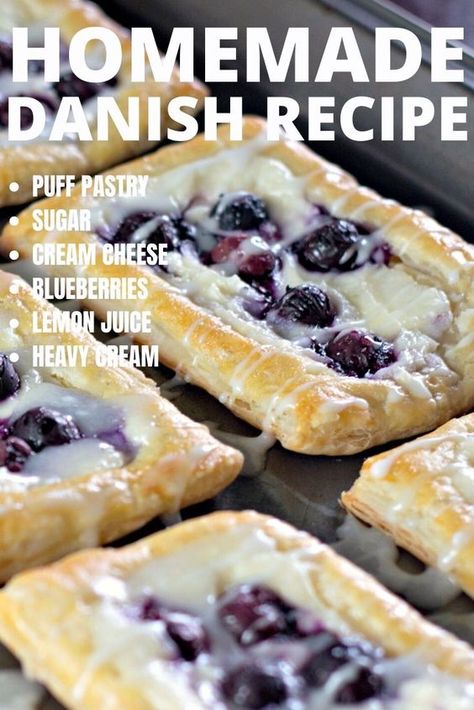 Do Homemade Danish Recipe, Resep Puff Pastry, Homemade Danish, Dessert Blueberry, Recipes Muffins, Muffins Blueberry, Pastries Recipes Dessert, Puff Pastry Desserts, Danish Pastry