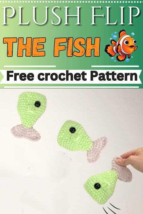 Crochet Plush Flip The Fish Amigurumi Pattern Free Flip Fish Crochet, Flip The Fish Crochet Pattern, Crochet Fish Tank Free Pattern, Small Crochet Fish Pattern Free, Crochet Bass Fish Pattern Free, Free Crochet Fish Patterns, Fish Crochet Pattern Free, Crochet Fish Pattern Free, Ocean Amigurumi