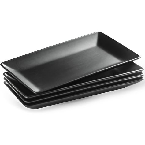 This rectangular platter is perfect for fresh salads, a side of crispy fries and chips or warm, golden brown rolls. It's also great for kids' meals, smaller portion entrees or appetizers, such as loaded nachos, hot wings, or mozzarella sticks. Serving Trays, Sushi Rolls, Popular Appetizers, Halloween Table Decorations, Platter Set, Halloween Table, Oval Platter, Dinner Plate Sets, Serving Platter