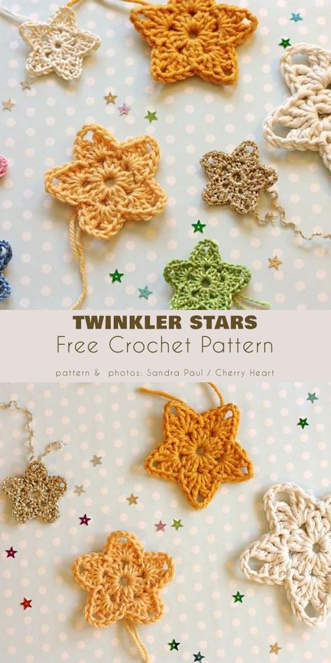 Crochet Start, Corak Krusye, Marque-pages Au Crochet, Crochet Star Patterns, Crochet Ornament Patterns, Crochet Garland, Crochet Star, Confection Au Crochet, Crochet Xmas