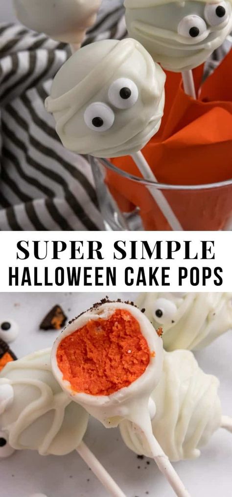 Cute Simple Halloween Desserts, Halloween Baking Cake Pops, How To Make Cake Pops Halloween, Diy Ghost Cake Pops, Halloween Easy Cake Pops, Halloween Cake Pop Ideas Easy, Baking Recipes For Halloween, Zebra Cake Cake Pops, Halloween Party Cake Pops