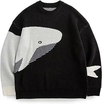 Patchwork, Lazy Sweater, Streetwear Fashion Outfits, Streetwear Sweater, Whale Pattern, Baby Tees Y2k, Vintage Pullovers, Comfortable Sweater, Streetwear Tops