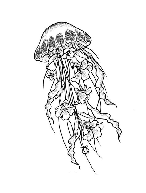 Coloring Pages Jellyfish, Jellyfish Coloring, Drawing Jellyfish, Art Analysis, Tattoo Practice, Jellyfish Tattoo, Art University, Ocean Tattoos, Jellyfish Art