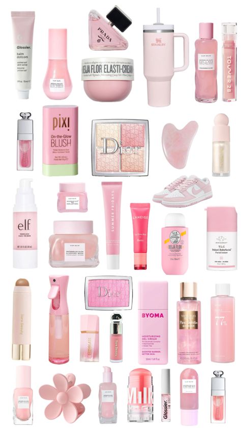 #pink #skincare #dianashuffles #trending #pinterest #aesthetic #girls #girl #girly #glowrecipe #glossier #diorblush #dior #stanley #pinkstanley #moodboard #pinoodboard Pink Skincare, Dior Blush, Girl Products, Makeup Stickers, Skincare Inspiration, Pink Lifestyle, Makeup Haul, Perfect Skin Care Routine, Makeup For Teens